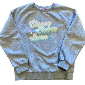 Stoney Clover Lane Gray Pullover Rainbow Crewneck Sweatshirt size M